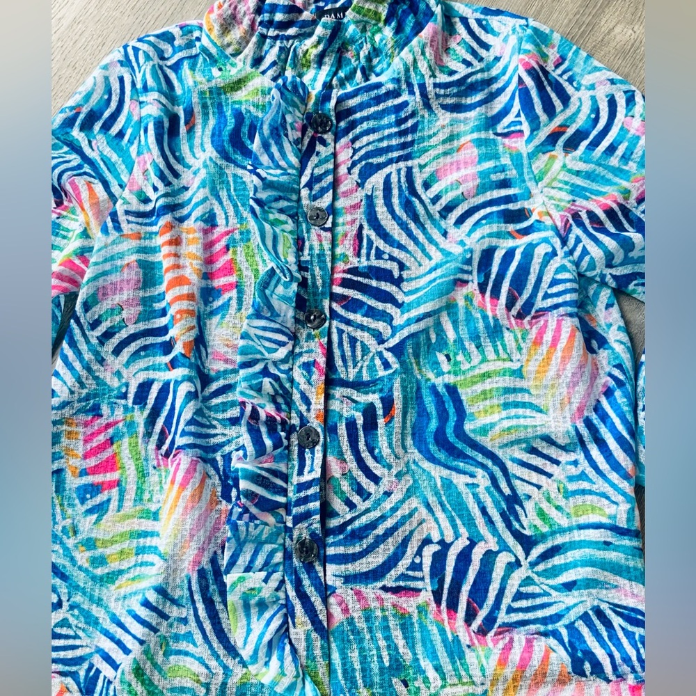 Damee Colorful Patterned Button Down Blouse Medium - image 6